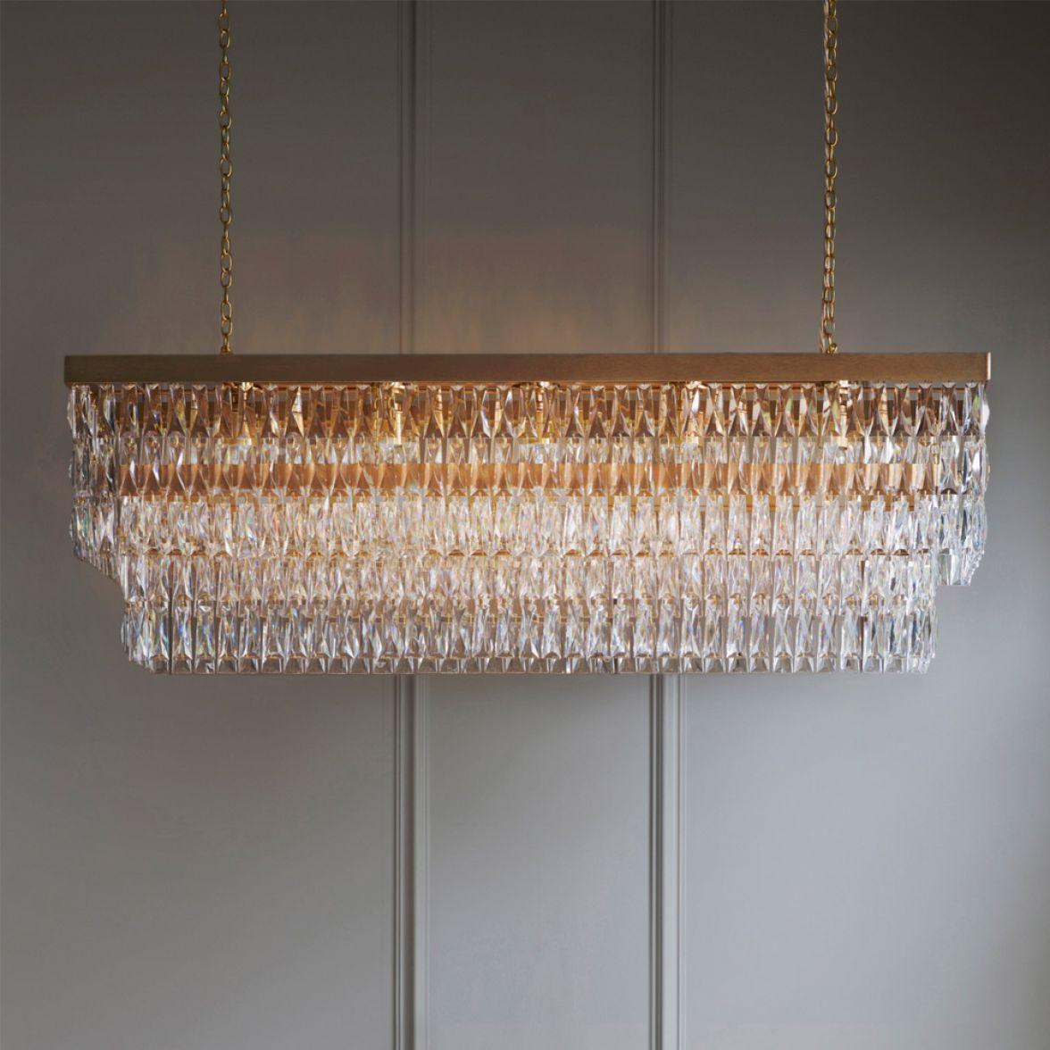 Smoke Crystal Rectangular Chandelier